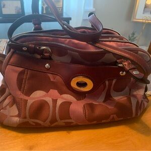 Coach Burgundy and Tan Shoulder Bag